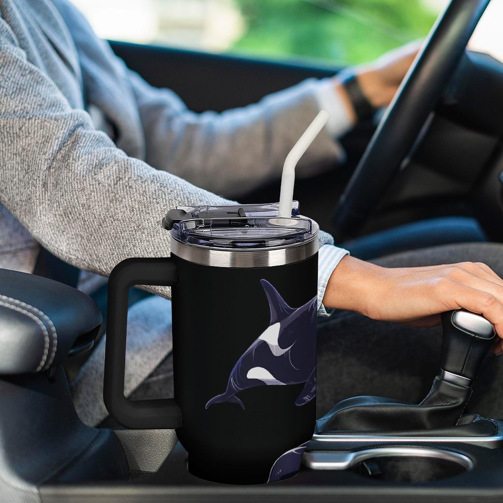 Amazon.com: Orca Killer Whale Tumbler with Handle And Straw Lid